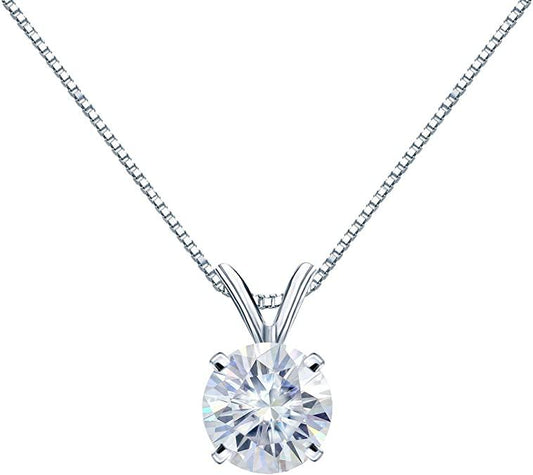 RSP-101 Original Moissanite Solitaire Pendant Necklace In Pure Silver